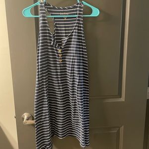 Lilly Pulitzer navy and white striped dress with gold buttons swimsuit cover up